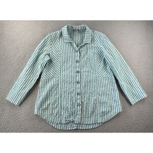Habitat Clothes To Live In Shirt Womens Medium Striped Textured Button Up
